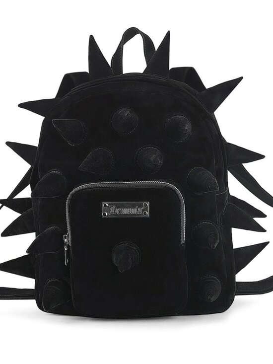 Demonia Handbags - Demonia Black Velvet Spiked Mini Backpack Soft Cone Spikes Pocket Goth Punk NEW